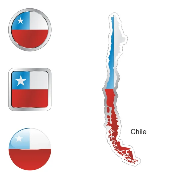 칠레 지도 및 웹 버튼 모양에 — 스톡 벡터