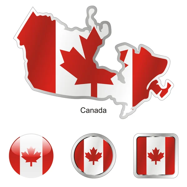Canada in map and web buttons shapes — Stock Vector