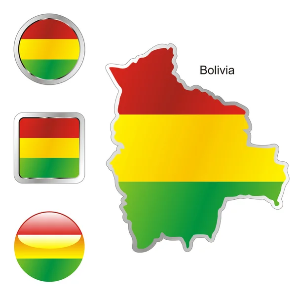 볼리비아 지도 및 웹 버튼 모양에 — 스톡 벡터