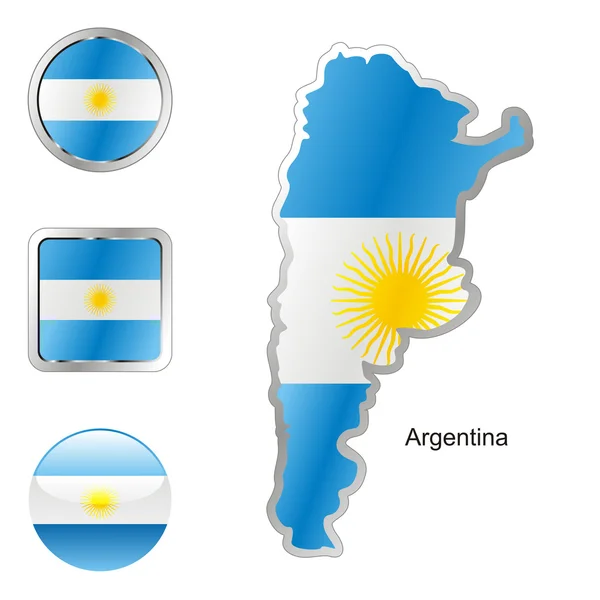 阿根廷在地图和 web 按钮形状 — 图库矢量图片