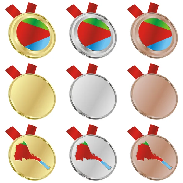 Eritrea vector flag in medal shapes — Stock Vector