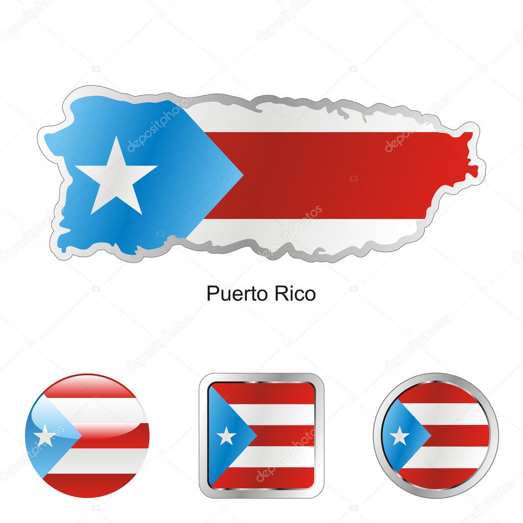 Puerto rico in map and web buttons
