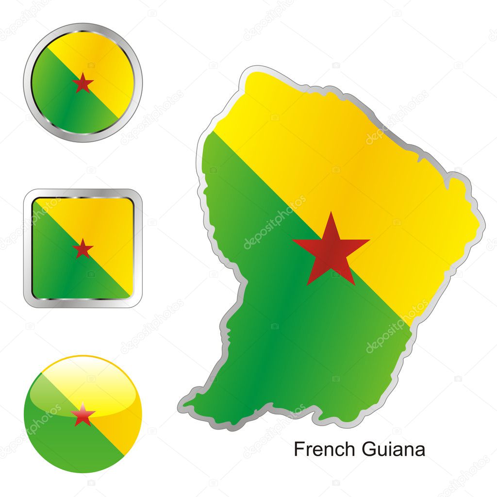 French guiana in map and web buttons