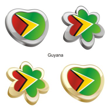 Guyana bayrak kalp ve çiçek şekil