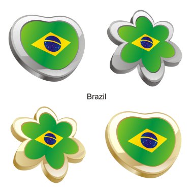 Brezilya bayrağı kalp ve çiçek şekil
