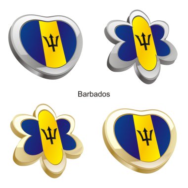 Barbados bayrağı kalp ve çiçek şekil