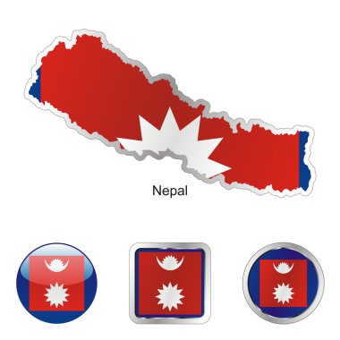 Nepal Haritası ve Internet düğmeleri şekli