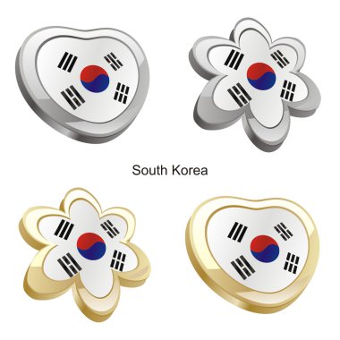 Güney Kore bayrağı kalp çiçek şekil