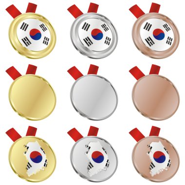 Güney Kore vektör bayrağına madalya şekilleri