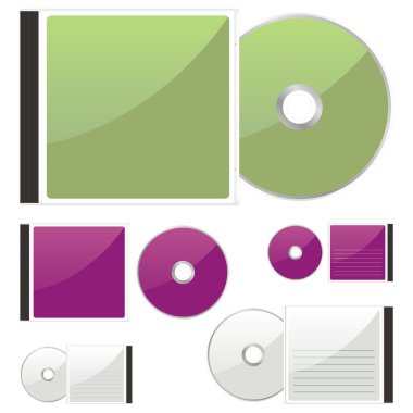 Isolated colored CDs and cases clipart