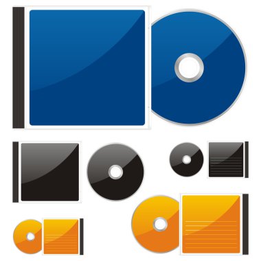 Isolated colored CDs and cases clipart