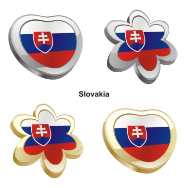 Slovakya bayrağı kalp ve çiçek şekil