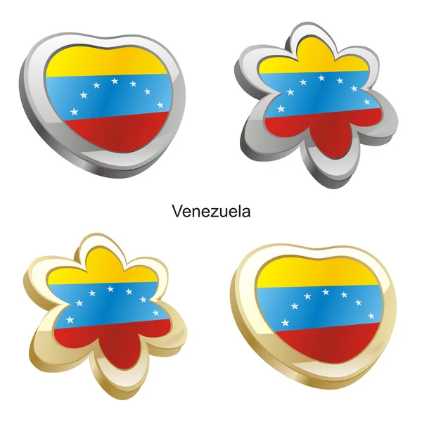 委内瑞拉国旗在心脏和花的形状 — 图库矢量图片