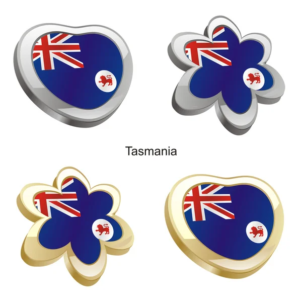 Tasmania flag in heart and flower shape — Stock Vector