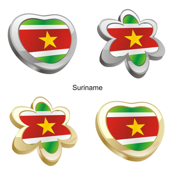 Suriname flag in heart and flower shape — Stock Vector