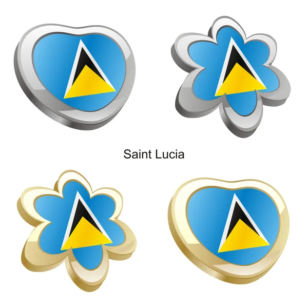 Saint Lucias flagga i hjärtat och blomma sha — Stock vektor