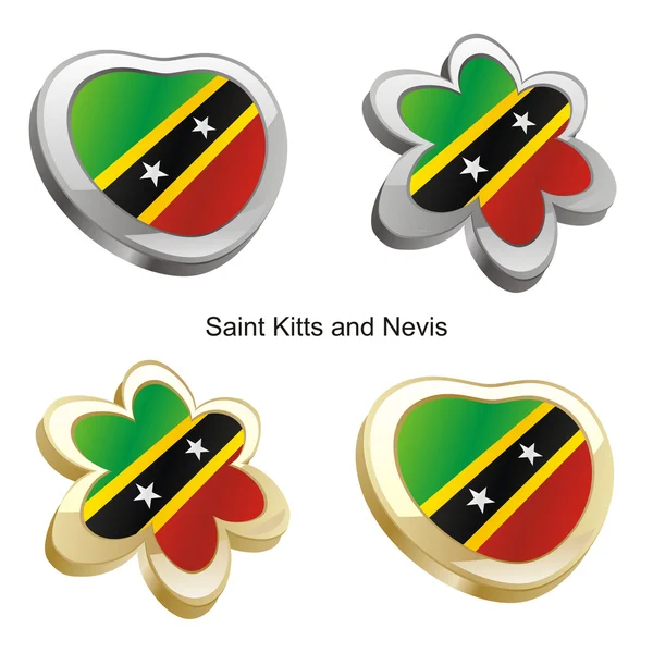 Saint kitts e nevis bandeira coração — Vetor de Stock