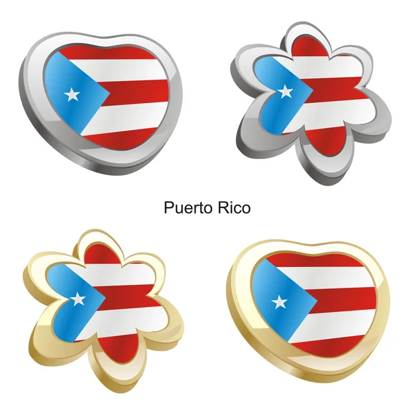 Флаг Пуэрто-Рико в сердце и цветок — стоковый вектор