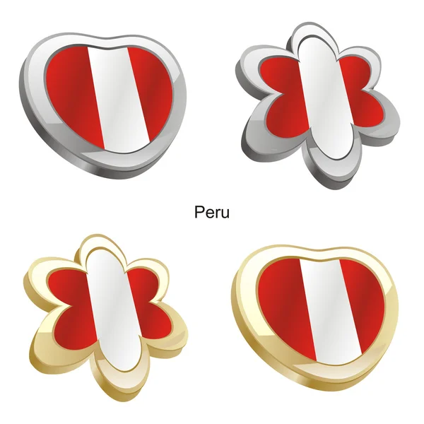 Peru flag in heart and flower shape — Stock Vector