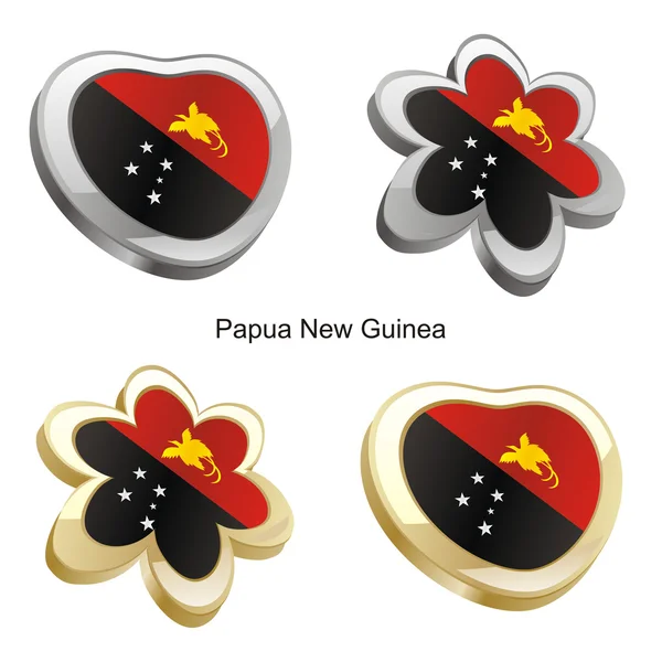 Papua nova bandeira da Guiné coração e flor — Vetor de Stock