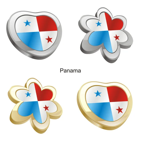 Bandera de Panamá en forma de corazón y flor — Vector de stock