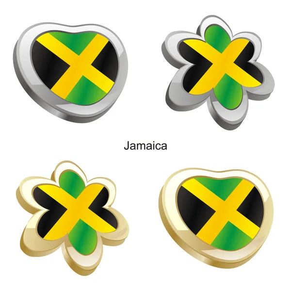 Bandiera giamaicana a forma di cuore e fiore — Vettoriale Stock
