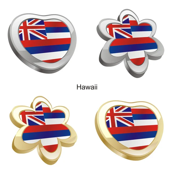 Vlag van Hawaï in hart en bloem vorm — Stockvector