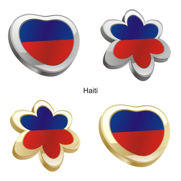 Haiti bayrak kalp ve çiçek şekil — Stok Vektör