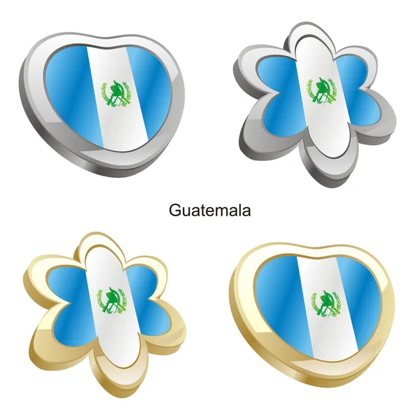 危地马拉国旗在心脏和花的形状 — 图库矢量图片