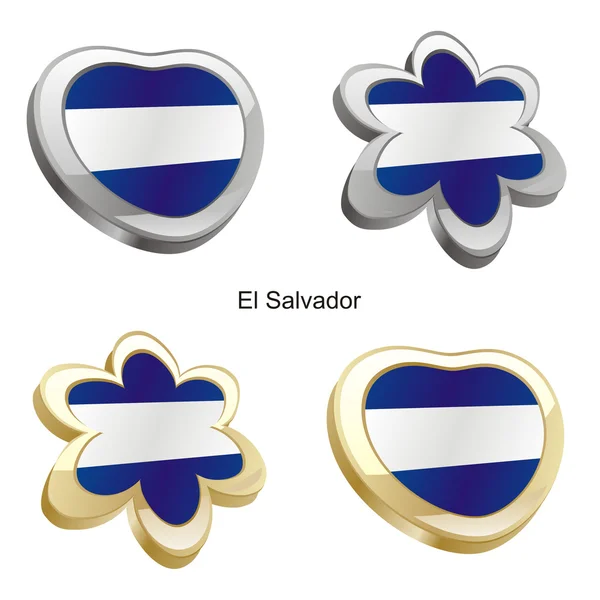 Bandeira El Salvador em coração e flor —  Vetores de Stock