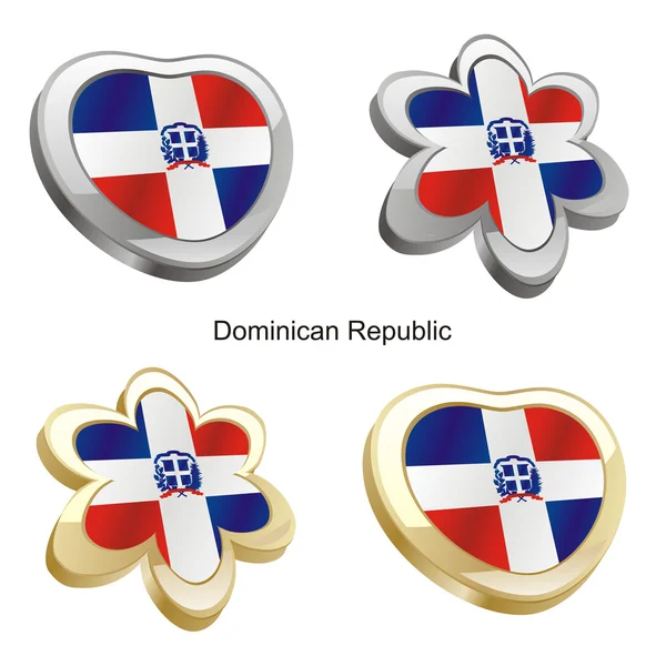 Bandera de República Dominicana en corazón y flo — Vector de stock
