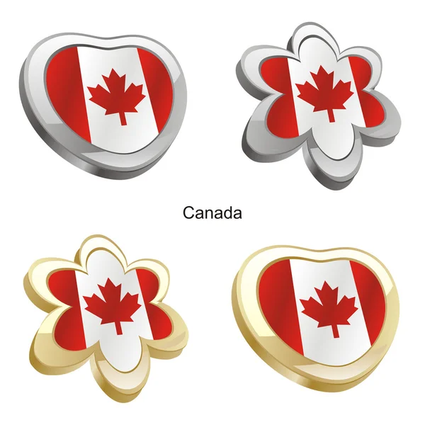 Canada flag in heart and flower shape — Stock Vector