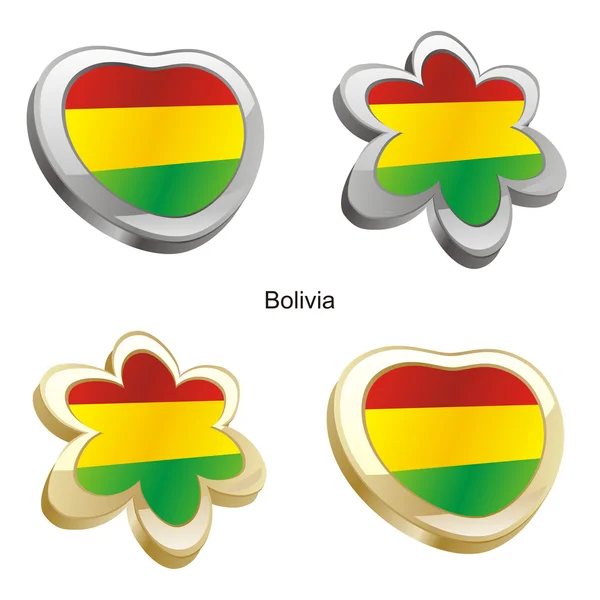 玻利维亚国旗在心脏和花的形状 — 图库矢量图片