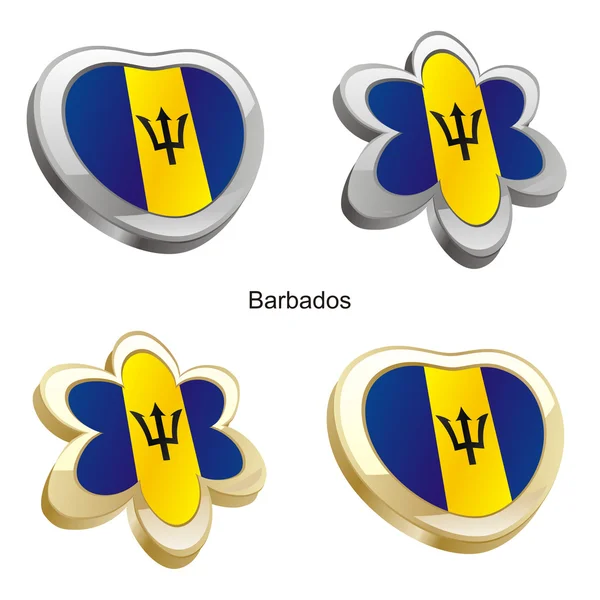 Barbados vlag in hart en bloem vorm — Stockvector