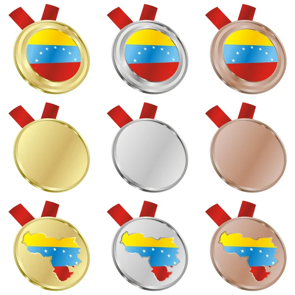 Venezuela bandeira vetorial em formas de medalha — Vetor de Stock