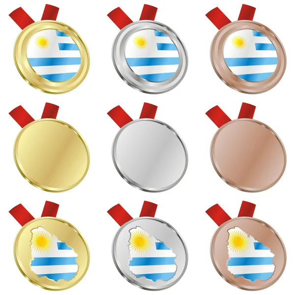 Bandera vectorial Uruguay en forma de medalla — Vector de stock
