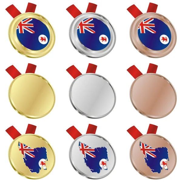 Tasmania vector flag in medal shapes — Stock Vector