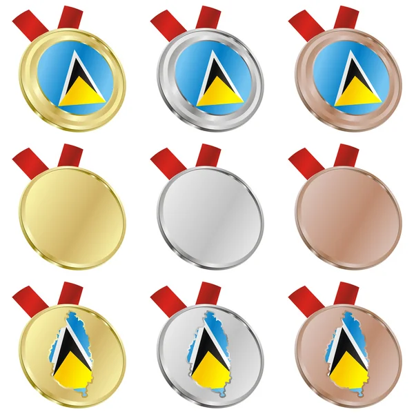Saint lucia vector vlag in medaille vormen — Stockvector