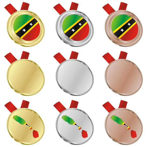 Saint kitts och nevis vektor flagga medalj — Stock vektor