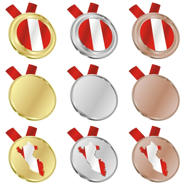 Peru vector vlag in medaille vormen — Stockvector