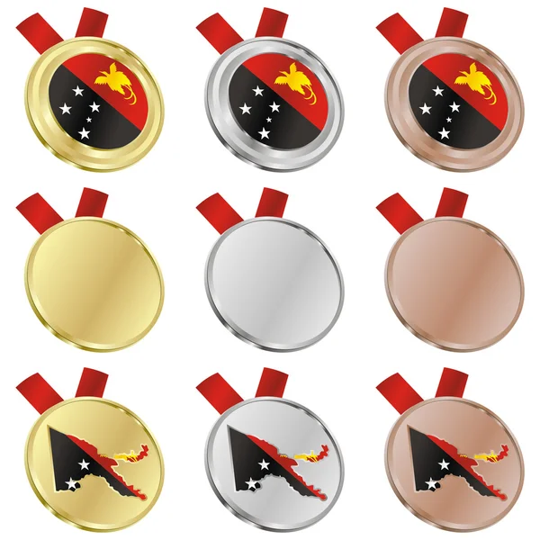 Vlag van Papoea-Nieuw-guinea vector in medaille — Stockvector