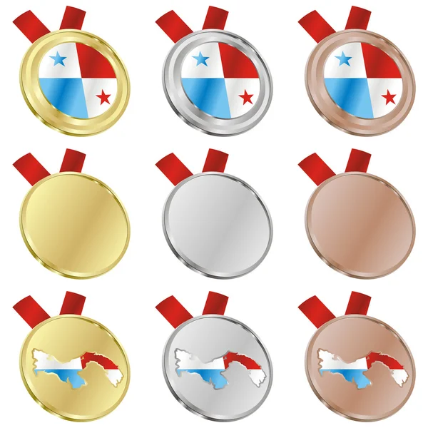 Σημαία του Παναμά διάνυσμα σε μετάλλιο σχήματα — Διανυσματικό Αρχείο