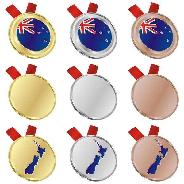 Drapeau vecteur de Nouvelle-Zélande en médaille — Image vectorielle