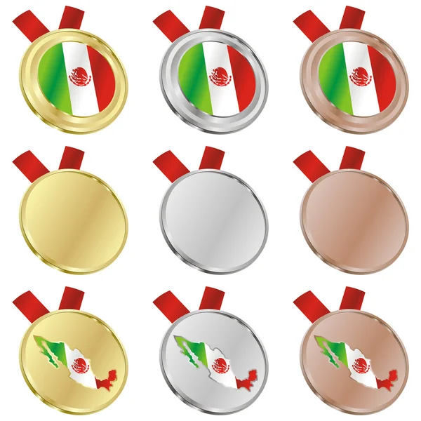 Messico bandiera vettoriale a forma di medaglia — Vettoriale Stock