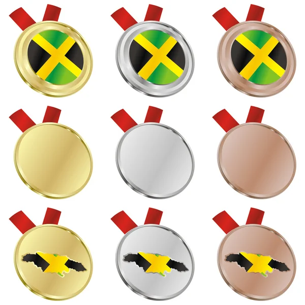 Bandiera vettoriale giamaicana in forma di medaglia — Vettoriale Stock
