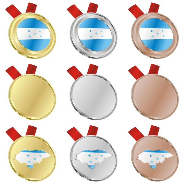 Honduras vector flag in medal shapes — Stok Vektör