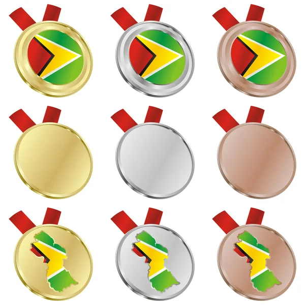 Bandiera vettoriale della Guyana in forma di medaglia — Vettoriale Stock