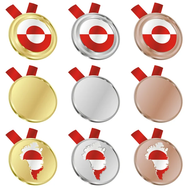 Bandera vector de Groenlandia en formas de medalla — Vector de stock