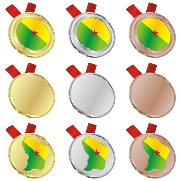 French guyana vector flag in medal — Stockvector