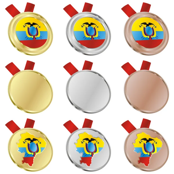 Σημαία του Εκουαδόρ διάνυσμα σε μετάλλιο σχήματα — Διανυσματικό Αρχείο